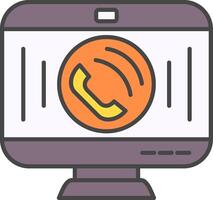 Phone Call Line Filled Light Icon vector