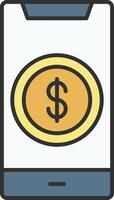 Dollar Line Filled Light Icon vector