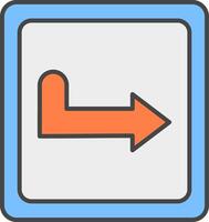 Turn Right Line Filled Light Icon vector