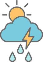 Storm Line Filled Light Icon vector