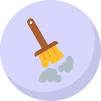 Broom Glyph Flat Bubble Icon vector