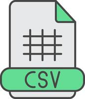 csv línea lleno ligero icono vector