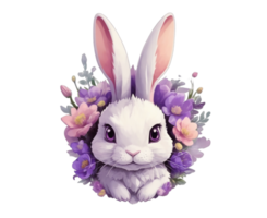 AI generated cute  graphic of the head of a fluffy rabbit png