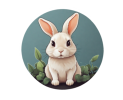 AI generated cute  graphic of the head of a fluffy rabbit png