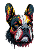 AI generated colorful graphic of Boston terrier dog head png