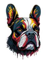 ai généré coloré graphique de Boston terrier chien tête png