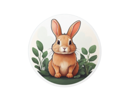 AI generated cute  graphic of the head of a fluffy rabbit png