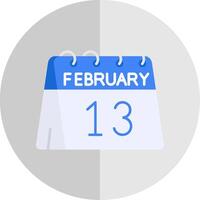 13th of February Flat Scale Icon vector