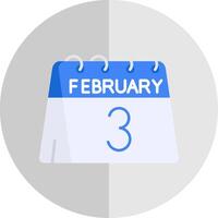 3ro de febrero plano escala icono vector