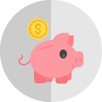 cerdito banco plano escala icono vector