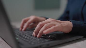 Close-up of Woman's Finger using trackpad to scroll website on laptop for online shopping and surfing the internet. video