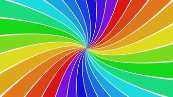 Rotating abstract spiral ray burst background in the colors of the rainbow. Seamless loop. video