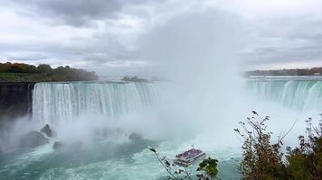 fluide rivière et fer à cheval chutes. magnifique vue de le chute courant de l'eau. une fascinant spectacle de le l'eau élément. video