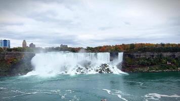 The rushing stream of Niagara Falls. In the background are the Niagara River and American Falls. video