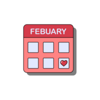 February calendar, Valentine Flat Graphic Illustrations, transparent background png