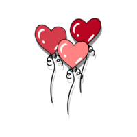 Heart Balloons, Valentine Flat Graphic Illustrations, transparent background png