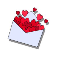 Letter with hearts, Valentine Flat Graphic Illustrations, transparent background png