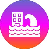 Tsunami Glyph Gradient Circle Icon vector