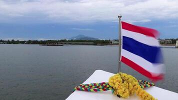 Thailand flag on boat on tour to Ao Nang Krabi Thailand. video