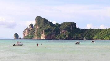 Krabi Ao Nang Thailand 2018 Koh Phi Phi Don Thailand island beach lagoon limestone rocks. video