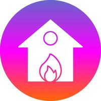 Burning House Glyph Gradient Circle Icon vector