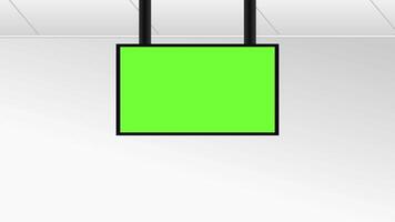 Green screen TV at office. LCD display or monitor Animation video