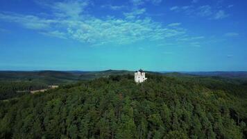 Aerial view of Makova hora - Poppy hill a pilgrimage site in Czechia in September 2023 video