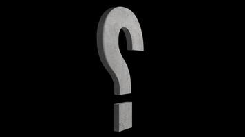 Question mark sign rotating loop on black transparent background video