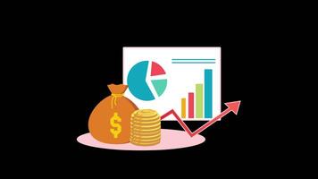 investment infographic savings with coin stack concept loop animation with Alpha Channel. video