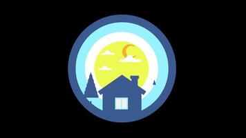Casa casa icona simbolo animazione con alfa canale. video
