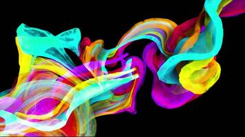 met kleurrijk energie gloeiend Golf deeltje explosies, ijzig mist Effecten abstract in beweging magie gloed vliegend video
