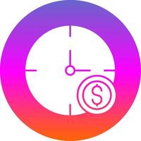 hora es dinero glifo degradado circulo icono vector