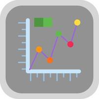 Line graph Flat Round Corner Icon vector