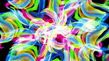 con colorato energia raggiante onda particella esplosioni, gelido nebbia effetti astratto in movimento Magia splendore volante video