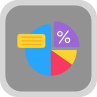 Pie graph Flat Round Corner Icon vector