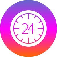 24 horas glifo degradado circulo icono vector