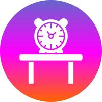 mesa reloj glifo degradado circulo icono vector