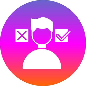 decisión haciendo glifo degradado circulo icono vector