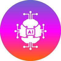 Artificial Intelligence Glyph Gradient Circle Icon vector