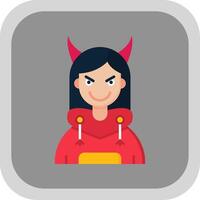 Demon Flat Round Corner Icon vector