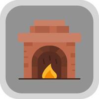 Fireplace Flat Round Corner Icon vector