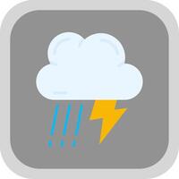 Thunder strom Flat Round Corner Icon vector