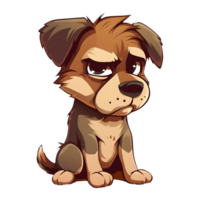 AI generated png of sad angry Dog on transparent background - Ai generated