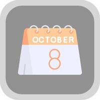 8th of October Flat Round Corner Icon vector