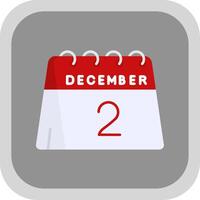 2nd of December Flat Round Corner Icon vector