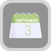 3rd of September Flat Round Corner Icon vector