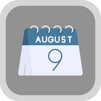 9th of August Flat Round Corner Icon vector