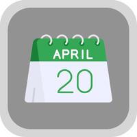 20th of April Flat Round Corner Icon vector