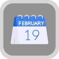 19th of February Flat Round Corner Icon vector