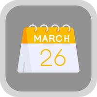 26th of March Flat Round Corner Icon vector